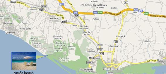 Algarve Ancao Beach Map