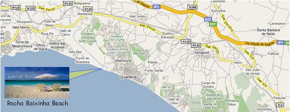 Rocha Baixinha Beach Map